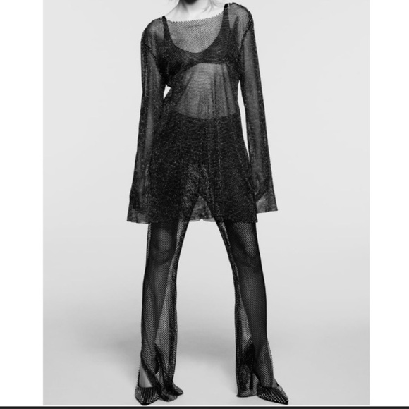 Zara Shimmery Full Length Flared Pants - Picture 3 of 8